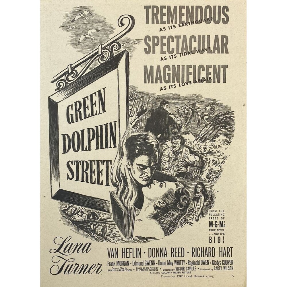 MGM "Green Dolphin Street" Van Heflin Donna Reed Richard Hart Print Ad 1947